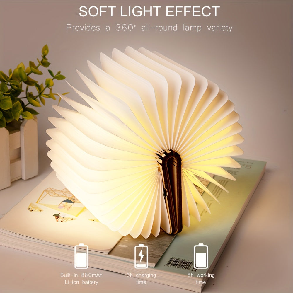 Creative Folding Book Lamp LED Bedside Light- 3 Color Changing (White/Blue/Red)