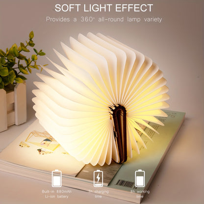 Creative Folding Book Lamp LED Bedside Light- 3 Color Changing (White/Blue/Red)